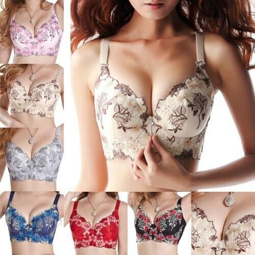 Vogue Secret new women sexy push up bra thick thin padded floral Embroidery lace underwear bra everyday big cup Lingerie diamond