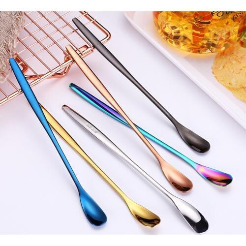 High Quality Long Handled 304 Stainless Steel Coffee Spoon Ice Cream Dessert Tea Spoon for Picnic Tableware Kitchen Accessories