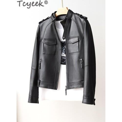 Genuine 200% Leather Jacket Women Spring Autumn Sheepskin Coat Female Biker Jacket Womens Jackets Veste Femme Gxy5588