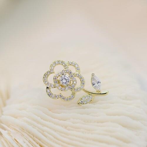 3A Zircon Rhinestone Mini Rose Flower Brooches For Women Simple Design Fashion Jewelry Wedding Pin And Brooch Bijouterie Broches