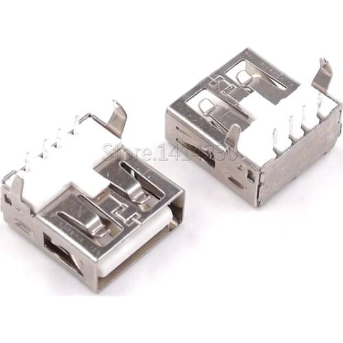 100Pcs USB Type A Standard Port Female Solder Jacks Connector PCB Socket USB-A type 90 Degrees Rimless