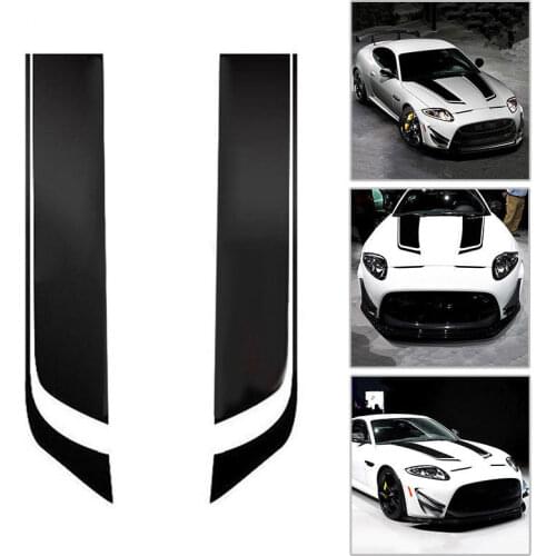 2Pcs/Set Black Auto Racing Car Hood Stripe Decal Vinyl Bonnet Sticker Waterproof Easy to attach to your cars engine cover