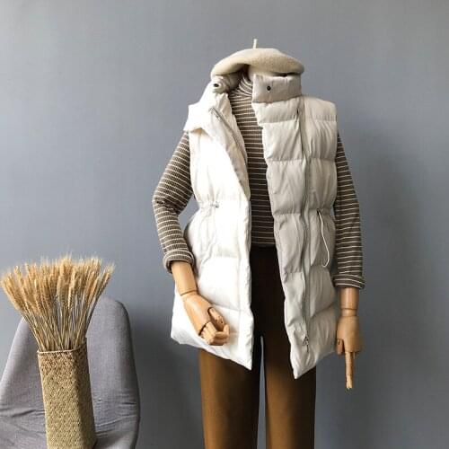 2020 Winter Coat Warm Stand Collar Women Fashion Cotton Down Long Vest Tops Chaleco Mujer Gilet Casaco Feminino