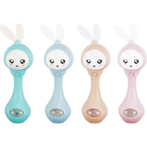 28EC Baby Rattle Toys Animal Cute Rabbit Hand Bells Kids Cartoon Rabbit Toys Sleeping Accompany Animal Shaped Tumbler Rattle