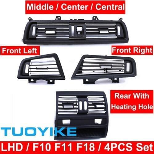 4PCS LHD Car Front Left Right Central Rear W Hole Air Conditioner Vent Grille Outlet Panel Chrome Plate For BMW 5 Series F10 F18