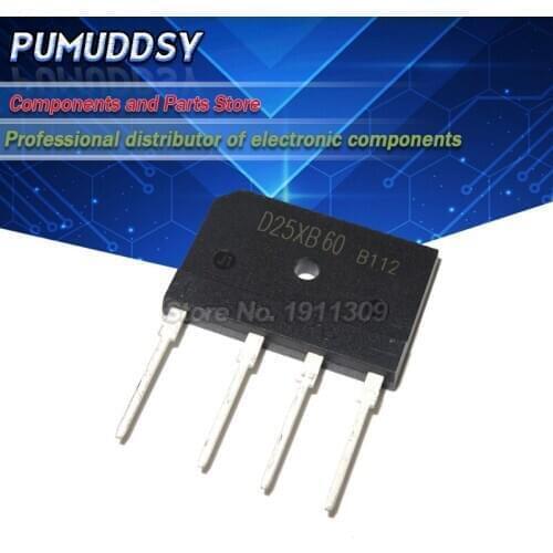 5PCS D25XB60 25XB60 600V 25A ZIP Bridge Rectifiers VRM=600 IFSM=350