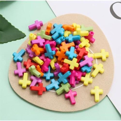 40Pcs/pack 12x16mm Mixed Cross Beads Plastic Acrylic Spacer Beads For Jewelry Making Necklace DIY Bracelet Wholesale