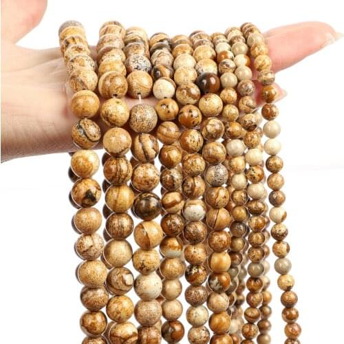 Natural Earth Stone Beads Round Loose Spacer Beads For Jewelry Making Needlework DIY Bracelets Necklace Accessories 6/8/10MM