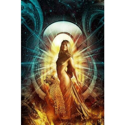 JMINE Div 5D Goddess Leopard Naked Woman Full Diamond Painting cross stitch kits art Portrait 3D paint by diamonds