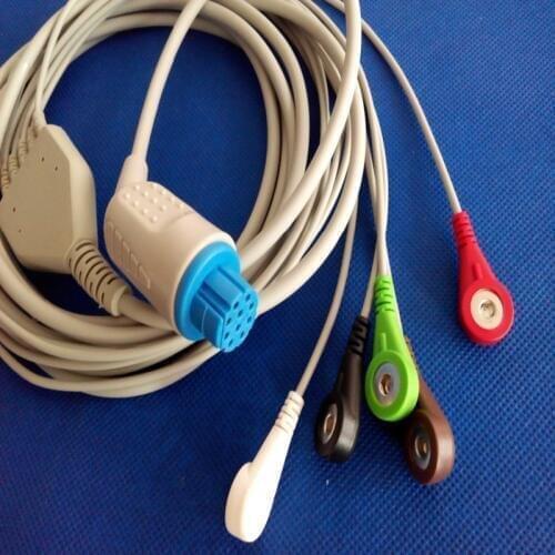 Compatible for Datex-Ohmeda AS/3, CS/3, S/5, Cardiocap 1 ECG Cable ECG Leadwires 5 Leads,Patient Monitor ECG Cable Snap End TPU