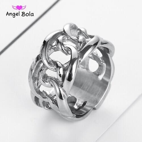 316L Stainless Steel Handmade for Buddha Ring Unisex Biker Ring Punk European Style Chain Rings To Female Jewelry Free Shipping