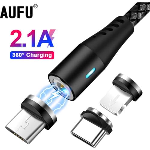 AUFU Magnetic Micro USB Type C Cable For iPhone Xiaomi Mobile Phone Fast Charging USB Cable Magnetic Charger Wire Cord Samsung