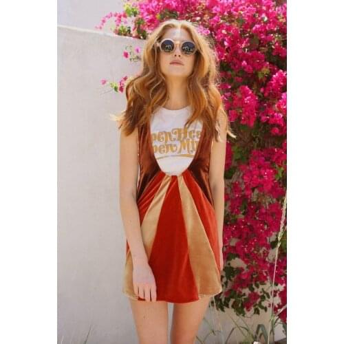 Womens Suspender Mini Skirts, Trendy Color Block Sleeveless High Waist Overall Dress