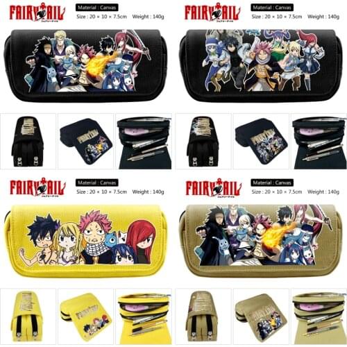 Cartoon Pencil Case Anime FAIRY TAIL Travel Cosmetic Bag Boys Girls Zipper Student Penbag Canvas Women Makeupbag Stationery