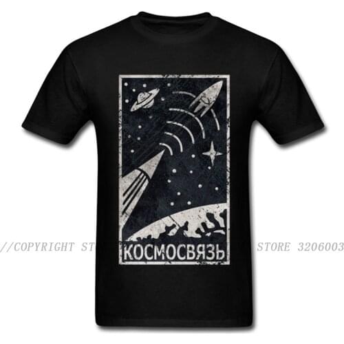 Men T-shirt Retro Print Design Mens Tshirt Custom CCCP T Shirt Russia Space Rocket Program Tops & Tees 100% Cotton Clothing