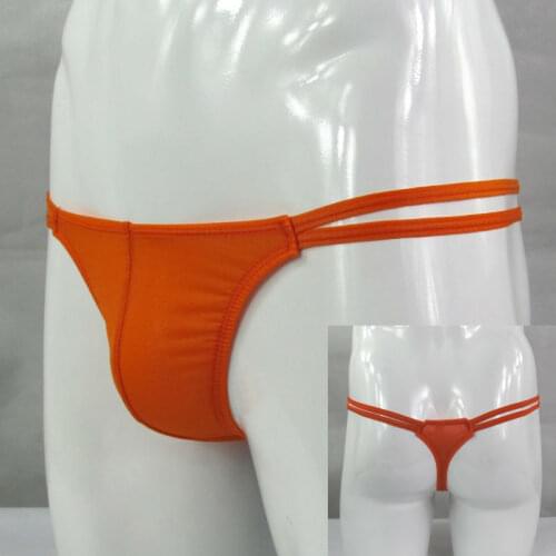Mens String Thong Double-String waist Slightly C-thru Shiny sheer T1566