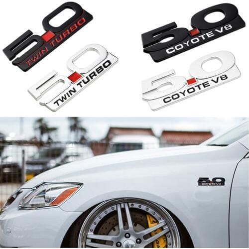 Car Sticker Rear Trunk Badge 3D Auto Decals Styling for 5.0 Coyote V8 TWIN Turbo Emblem For Ford Mustang v6 v8 gt500 350 Mondeo