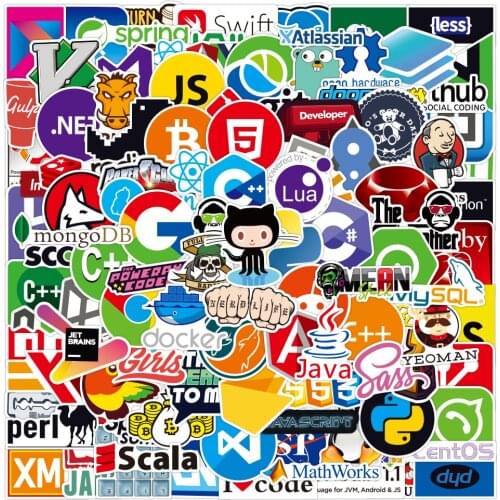 10/30/50/100PCS Funny Geek Java Programming Stickers Classic Toy Skateboard Motorcycle Laptop Luggage Joke Waterproof Sticker