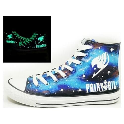 Natsu Logo shoes FAIRY TAIL Cosplay Shoes Luminous Casual Canvas Shoes For Women Female Sport Shoe US EU Size