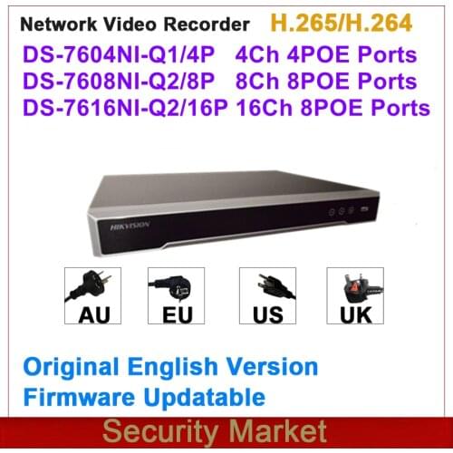 Original hikvision DS-7608NI-Q2/8P DS-7616NI-Q2/16P 8/16-ch 1U 8/16 PoE 4K NVR Network video recorder