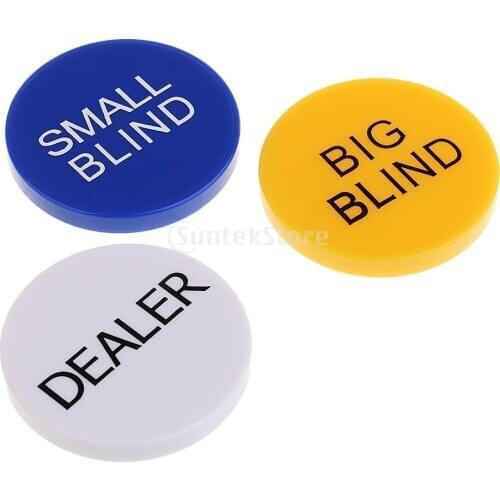 Durable Small Blind+Big Blind+Dealer Button Set for Party Casino Poker Card Game Props 5cm Pack of 3