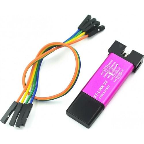 ST Link V2 Mini STM8 STM32 Simulator Download Programmer Programming With Cover Dupont Cable (Random Color)