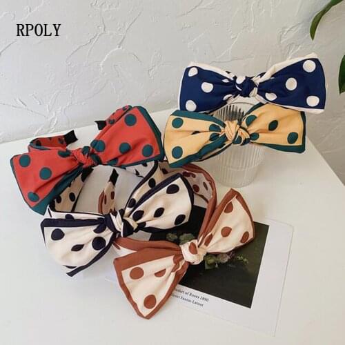 PROLY New Fashion Women Headband Big Bow Knot Hair Band Classic Point Dot Headwear Adult Turban Hair Accessories Wholesale
