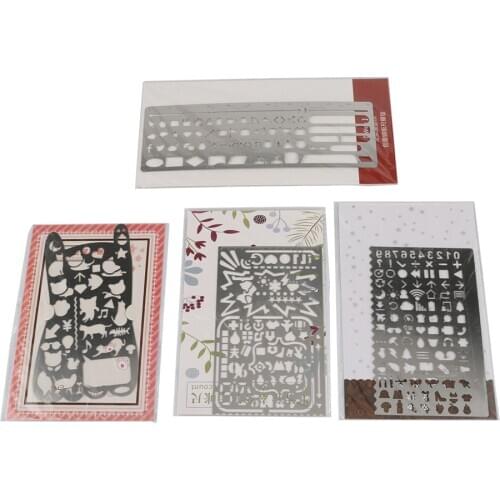 Mental Hollow Pattern Drawing Painting Stencil Diary Notebook Scrapbooking Hand Account Embossing Coloring Decoration Template