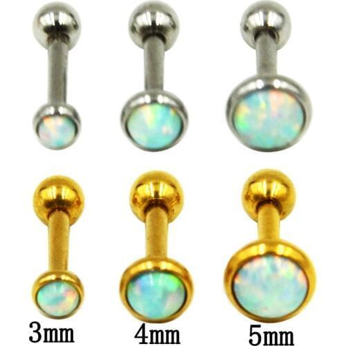 3Pcs Mixed Size steel or Gold 16g Opal Stone Ear Tragus Cartilage Helix Earring Piercing Body Jewelry