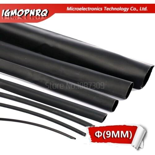2 Meters High quality Black 9mm Heat Shrink Heatshrink Heat Shrinkable Tubing Tube Sleeving Wrap Wire Black Color