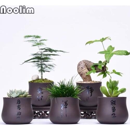 Creative Purple Clay Succulents Container Ceramic Flower Pot Ceramic Green Plants Potted Office Desktop Bonsai Home Garden Decor