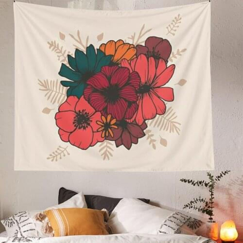 Boho Floral Tapestry Wall Hanging Aesthetic Room Decor Wall Decor Tapestries Drom Room 90S Decor Retro Flower Beige Tapestry