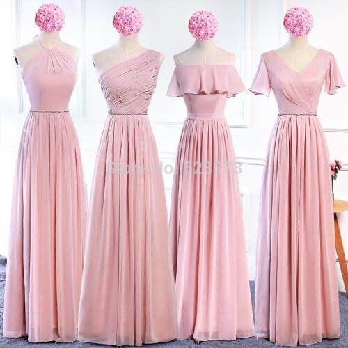 YNQNFS BD2 Elegant Chiffon Multi Color Halter Bridesmaid Dresses Sky Blue Pink