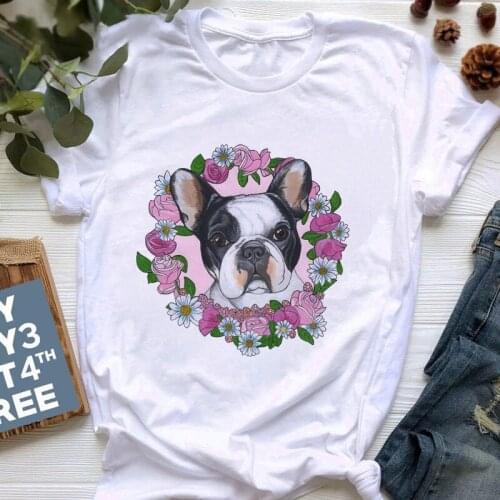 Lovely Bulldog Harajuku Fun Printed T-shirt Fashion Retro Tops Tshirt Women 2021 Hot Sells Summer T-shirt Short Sleeve Tshirt