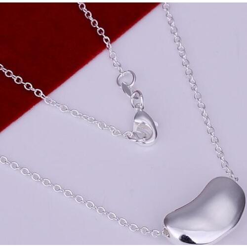 N108 Lucky Charm Silver Color Pendants For Women Sterling Jewelry Necklace Women Accessories Fashion Big Bean Necklace /deualwba