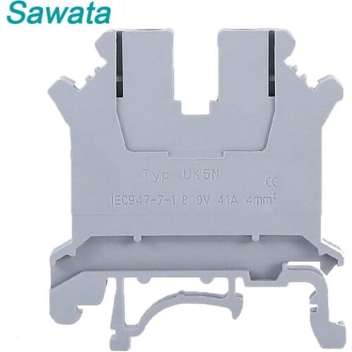 10pcs Din Rail Cable Terminal Block UK-5N Universal Class Connector Screw Connection Wire Conductors UK5N WireTerminal Block