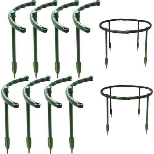 16Pcs Plant Support Garden Flower Support Stake Half Round Support Ring Plant Cage Holder Flower Pot Climbing Trellis