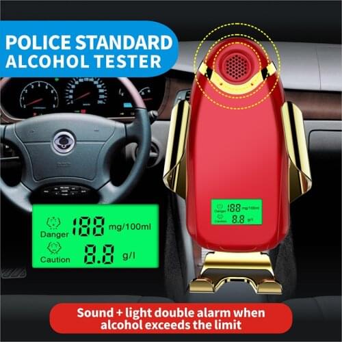 2 in 1 Non-Contact Alcohol Breath Tester with Digital Display Screen USB Rechargeable with 15W Qi Fast Phone Wireless Charger