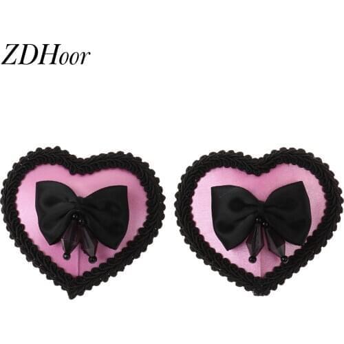 2 Women Nipple Stickers Cute Heart Shape Bowknot Nipple Covers Sexy Cosplay Breast Pasties Toys Femme Intimates Bra Nipplecover