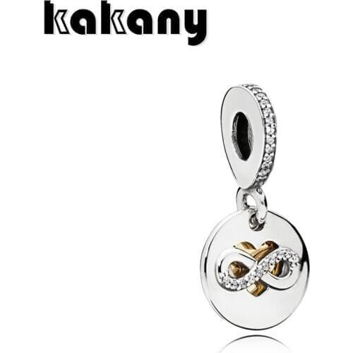 2019 High Quality 1:1 Original 925 Sterling Silver Heart Of Infinity Dangle Charm Anniversary Gift Female Diy Jewelry