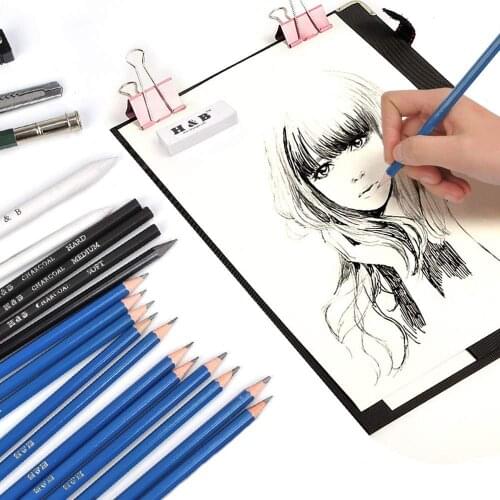 23pcs Sketching Pencils Professional Sketching Drawing Pencils Kit Set Wood Pencil for Art Supplies School Students pencil set