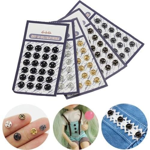 24 Pcs Mini Button Buckle for 1/6 Doll DIY Doll Clothes Metal Buckle Invisible Snap Handmade Doll Clothing Sewing Accessories