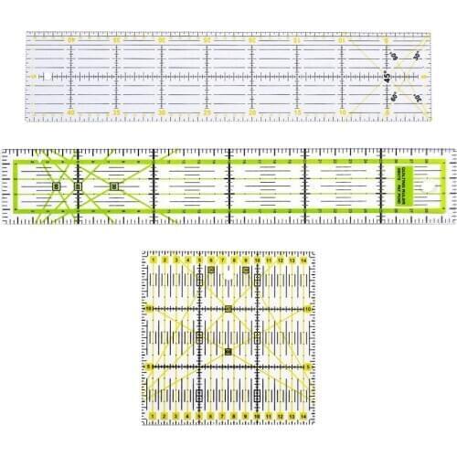 3 Pieces Square Rectangle Clear Plastic Quilt Quilting Ruler Patchwork Sewing Ruler for Crafts