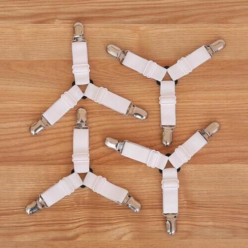 4Pcs/Set Elastic Bed Sheet Clip Bed sheet Belt Fastener Holder Non-slip Clip Blanket Gripper