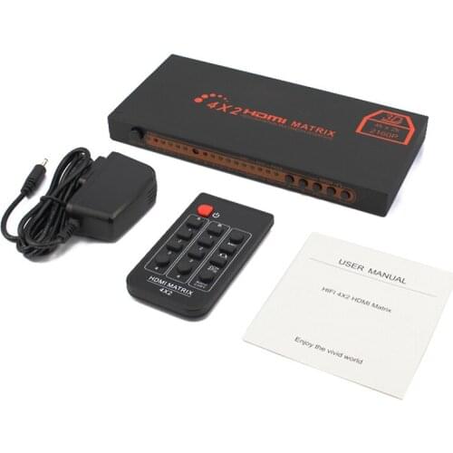 4K HDMI Matrix 4x2 Switch Splitter Video Switcher 4 In 2 Out Adapter Audio SPDIF ARC 3D 2160P for PS3 DVD Laptop PC To Monitor