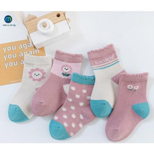 5 Pair/Set Cute Cartoon Winter Cotton Toddler Baby Girl Socks Kids Socks Girls Childrens Socks From 1 To 12 Years Miaoyoutong