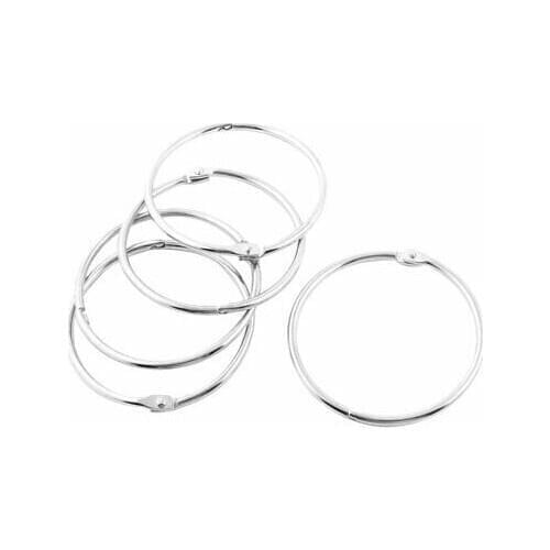 5 Pcs Silver Tone 3.3" Looseleaf Staple Binder Rings for Scrapbooking Book
