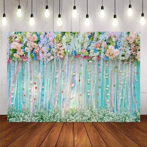 Flowers wall backdrop for photography wedding photo shoot bridal shower photo background studio portrait vinyl floor printed