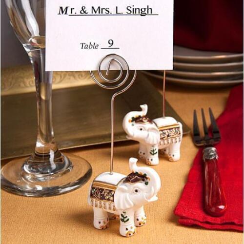 Free Shipping 50pcs/lot Wedding Favors Good Luck Elephant Place Card Holders Table Decoration