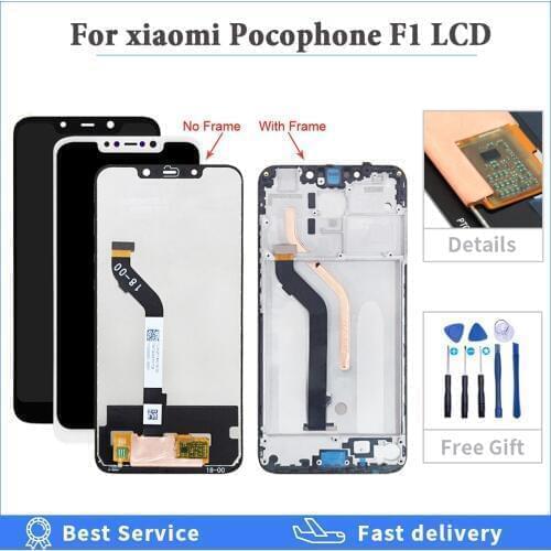 Tested screen with Frame For Xiaomi mi Pocophone F1 LCD Display Touch Screen Digitizer Assembly For Xiaomi poco F1 LCD Screen